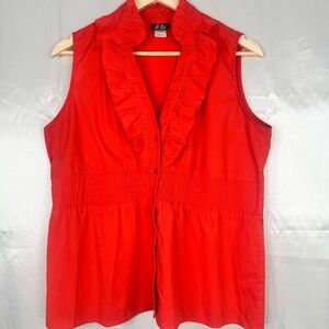 Women's‎ Burnt Orange Ruffled Sleeveless Top Size Large